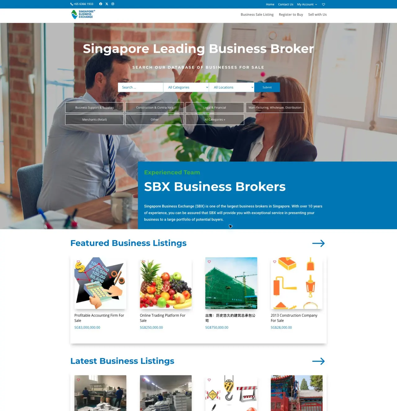 Singapore Business Exchange website created by Webz Fusion